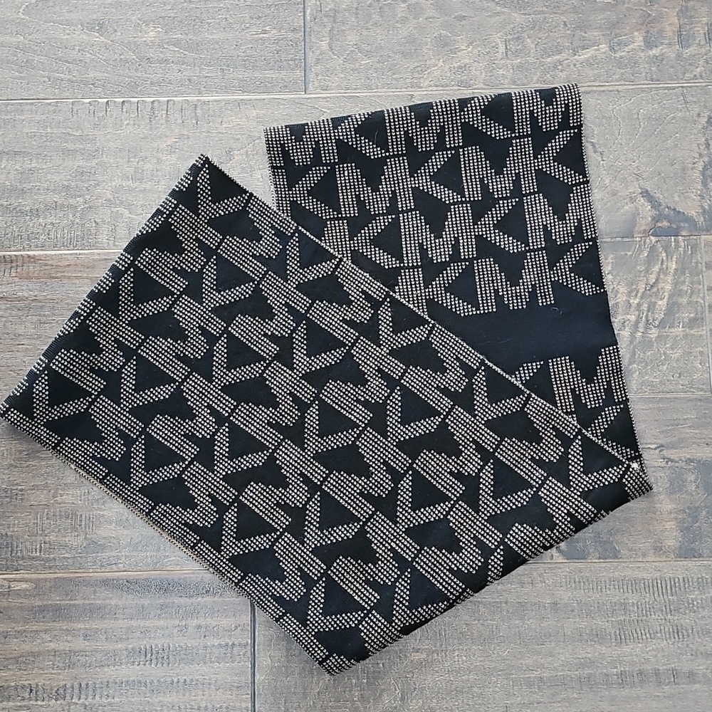 Michael Kors Infinity Black and Tan Scarf with Signature Logo